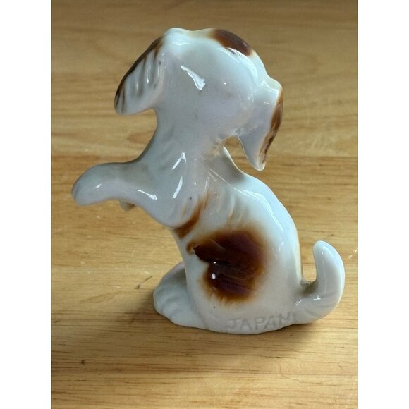 Vintage Hand-Painted Ceramic Dog Puppy Spaniel Figurine Brown & White Japan - Picture 3 of 7
